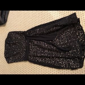 Anthropologie Black Lace Strapless Dress